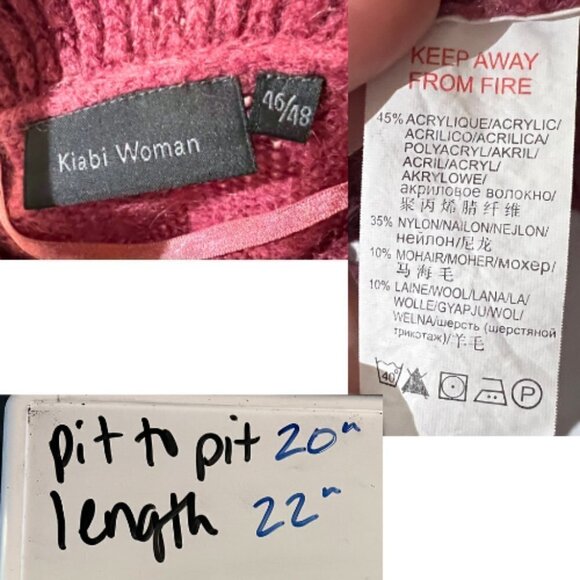 KIABI WOMAN Fuchsia Pink Purple Ruffle Wool Mohair Blend Cardigan Sweater Size L - Picture 11 of 15